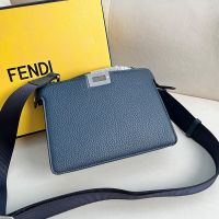 Fendi Peekaboo ISeeU X-Cross Bag In Grain Leather Navy Blue