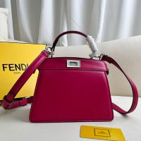 Fendi Petite Peekaboo ISeeu Bag In Nappa Leather Rose
