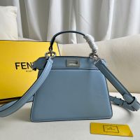 Fendi Petite Peekaboo ISeeu Bag In Nappa Leather Sky Blue