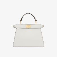 Fendi Petite Peekaboo ISeeu Bag In Nappa Leather White