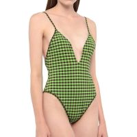 Fendi Reversible Swimsuit with Straps Women Checkered FF Motif Lycra Green/Brown