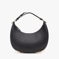 Fendi Small Fendigraphy Hobo Bag In Calfskin Black