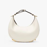 Fendi Small Fendigraphy Hobo Bag In Calfskin White