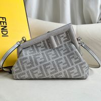 Fendi Small First Bag In Crystals and FF Covered Calfskin Silver