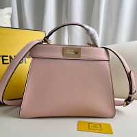 Fendi Small Peekaboo ISeeu Bag In Calfskin Pink