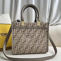 Fendi Small Sunshine Shopper Bag In FF Jacquard Chenille Grey