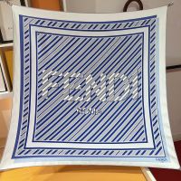 Fendi Square Scarf In Fendi Roma Stripes Motif Silk blue