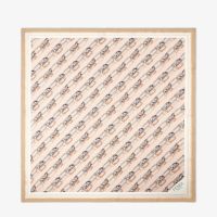Fendi Square Scarf In O'Lock Chain Silk Beige