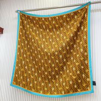 Fendi Square Scarf FF Motif Silk with Pokemon Dragons Motif Brown