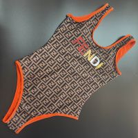 Fendi Swimsuit Women Logo FF Motif Lycra Brown/Orange