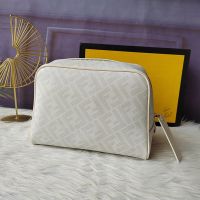 Fendi Toiletry Bag In FF Motif Fabric White