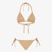 Fendi Triangular Bikini with Ties Women FF Motif Lycra Beige
