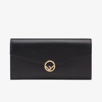 F is Fendi Continental Wallet Calf Leather Black