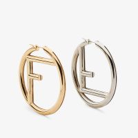 F is Fendi Large Hoop Earrings In Metal Gold/Palladium