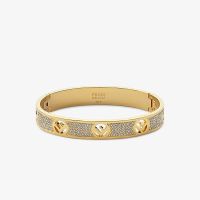 F is Fendi Ragid Bracelet Metal with Crystals Gold