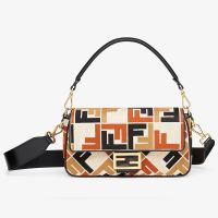 Fendi Baguette Bag In Multicolor FF Embroidery Canvas White/Black