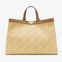 Fendi Medium Peekaboo X-Tote In FF Embroidery Canvas Apricot