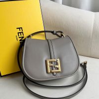 Fendi Mini C'mon Bag In Calf Leather Grey