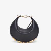 Fendi Mini Fendigraphy Hobo Bag In Calfskin Black
