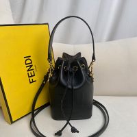 Fendi Mini Mon Tresor Bucket Bag In Fendi ROMA Embossed Calfskin Black