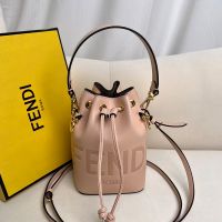 Fendi Mini Mon Tresor Bucket Bag In Fendi ROMA Embossed Calfskin Pink