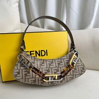 Fendi O'Lock Swing Pouch In FF Jacquard Chenille Grey