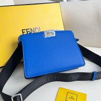 Fendi Peekaboo ISeeU X-Cross Bag In Grain Leather Blue