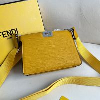 Fendi Peekaboo ISeeU X-Cross Bag In Grain Leather Yellow