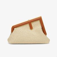 Fendi Small First Bag In Straw Beige