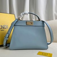 Fendi Small Peekaboo ISeeu Bag In Calfskin Sky Blue