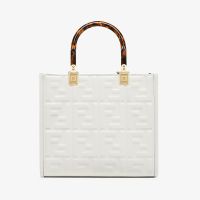 Fendi Small Sunshine Shopper Bag In FF Embossed Calfskin White