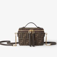 Fendi Vanity Bag In FF Jacquard Fabric Brown