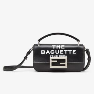 Fendi Baguette Phone Pouch In The Baguette Printed Nappa Leather Black