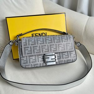 Fendi Baguette Bag In Crystals and FF Covered Calfskin Silver