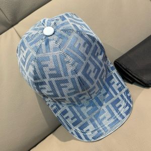Fendi Baseball Cap In FF Motif Canvas Blue