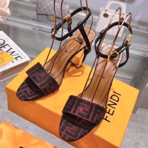 Fendi Delfina Sandals Women FF Motif Fabric Red