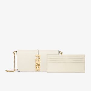 Fendi Fendigraphy Wallet On Chain In Calf Leather White