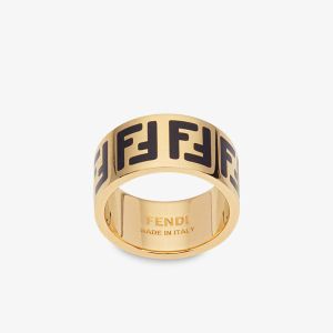 Fendi FF Ring Metal with Enamel Gold/Black