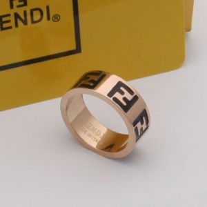 Fendi FF Ring Metal with Enamel Rose Gold/Black