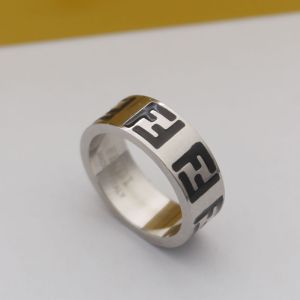 Fendi FF Ring Metal with Enamel Palladium/Black