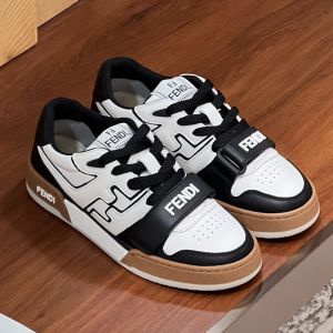 Fendi Match Compact Sneakers with Fendi Strap Unisex Leather White/Black