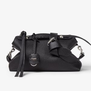 Fendi Medium By The Way Selleria Bag In Cuoio Romano Leather with Topstitches Black