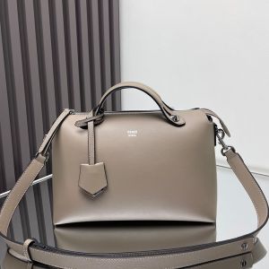 Fendi Medium By The Way Boston Bag In Calf Leather Grey