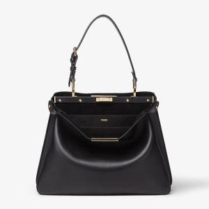 Fendi Medium Peekaboo Soft Bag In Leather Black