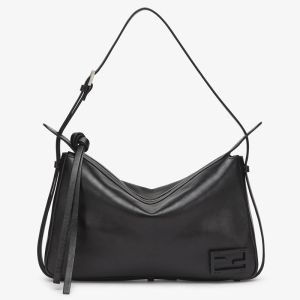 Fendi Medium Simply Shoulder Bag Calfskin Black