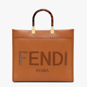 Fendi Medium Sunshine Shopper Bag In Fendi ROMA Embossed Calfskin Brown