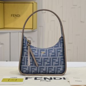 Fendi Mini Fendessence Bag In FF Motif Denim Blue