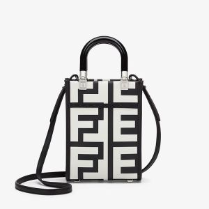 Fendi Mini Sunshine Shopper Bag Fendi Roma Capsule Leather Black/White