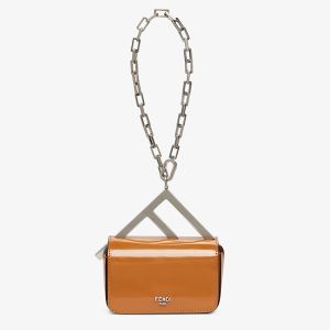 Fendi Nano F Bag In Calfskin Brown