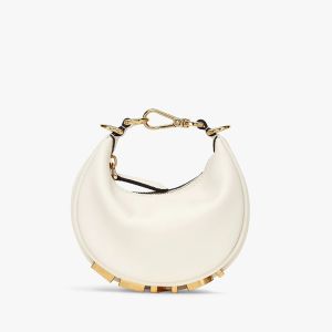 Fendi Nano Fendigraphy Hobo Bag Calf Leather White